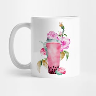 Slow Boba Strawberry Milk Tea Modern Watercolor Mug